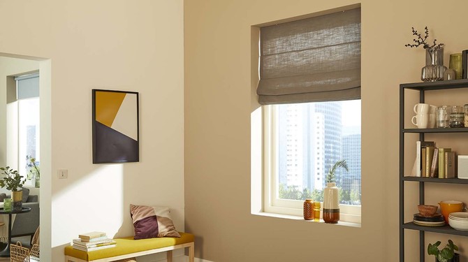 Somfy - window with open roman blind